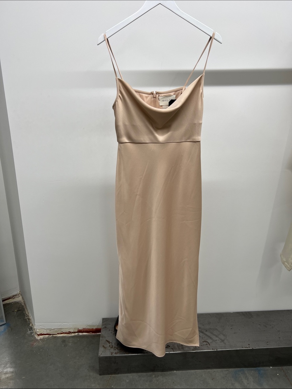 BHLDN Nude Cowl Neck Maxi Slip Dress